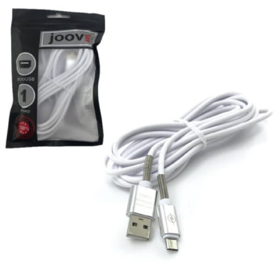 Кабель Micro USB JOOVE M5 3м резиновый, с пружинкой на конце White блистер
