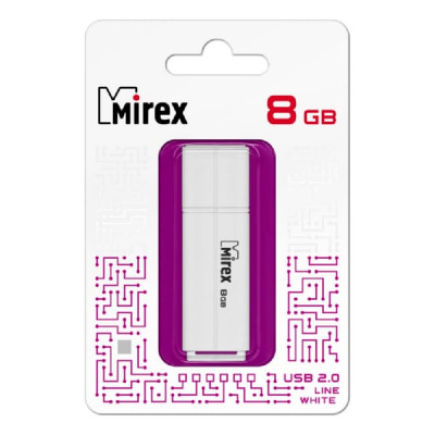 USB флеш-диск 8Gb MIREX Line White (ecopack)