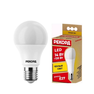 Лампа светодиодная РЕКОРД LED A60 14W E27 3000K
