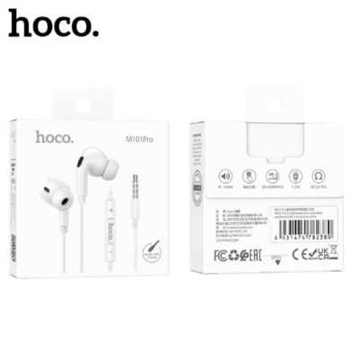 Гарнитура вакуумная HOCO M101 Pro Crystal, White. Материал: TPE, длина кабеля 1,2 м.