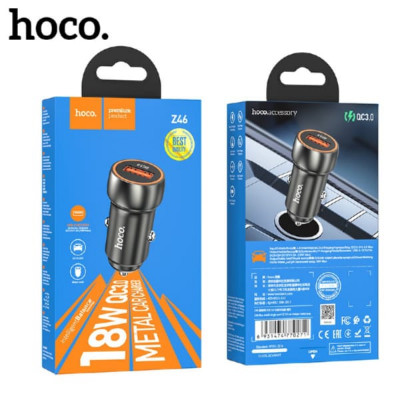 АЗУ USB HOCO Z46 18W QC3.0, Metal Gray
