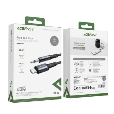 Аудио переходник Type-C(AM)-Jack3,5(AM) ACEFAST C1-08 1.2м, Black