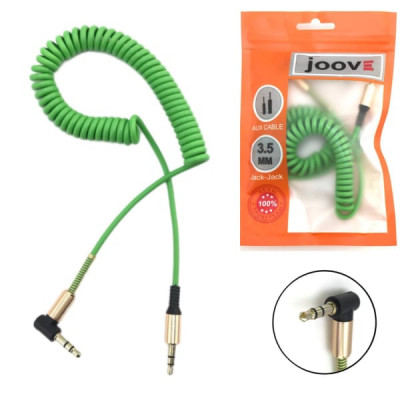 Кабель Аудио 3,5 Jack-3,5 Jack JOOVE ORANGE 1,5м, Пружинка, Green, Угловой штекер, блистер