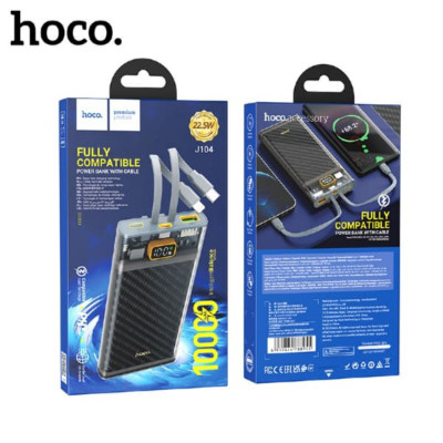 Внешний аккумулятор 10000 mAh HOCO J104 Grey Вход: Type-C: 18 Вт (QC/FCP/AFC) Выход: Тип-C: 20 Вт (PD/QC/FCP/AFC); USB-A: 22,5 Вт (QC/FCP/SCP/AFC); Тип-C: 22,5 Вт (QC/FCP/SCP/AFC); Дисплей: источник питания светодиодного цифрового дисплея