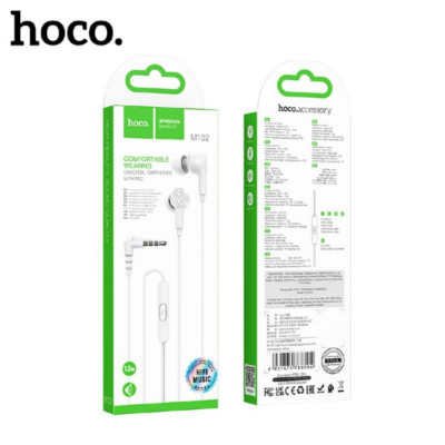 Гарнитура вакуумная HOCO M102 White, угловой штекер, 1.2м.