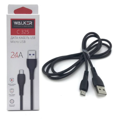 Кабель Micro USB WALKER C325 1м, 2.4А, черный