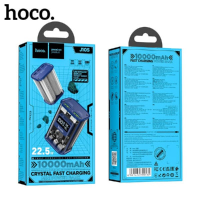 Внешний аккумулятор 10000 mAh HOCO J105 22.5W Blue Вход: Туре-C / Micro /Lightning: 18 BT. Дисплей: светодиодный цифровой дисплей мощности, тока, напряжения.