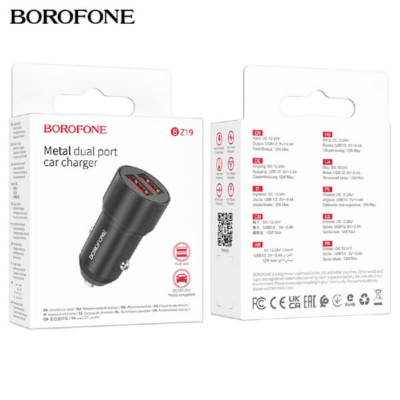 АЗУ 2USB BOROFONE BZ19 2.4A, 5V, Black