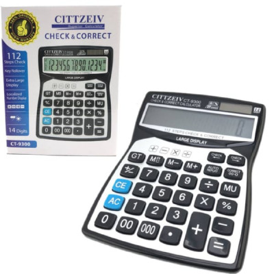 Калькулятор CITTZEIV CT-9300 настольный 14-разрядный (питание 1хАА,солнечная панель)