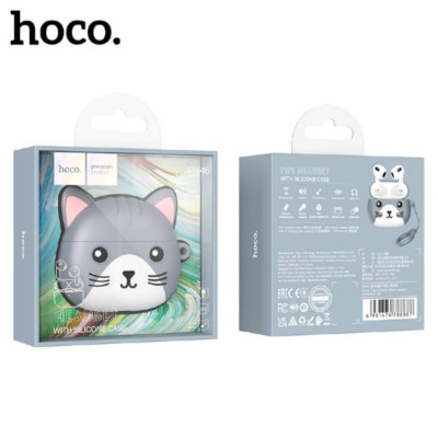 Гарнитура вкладыши Bluetooth Hoco EW46 mysterious cat White (Gray case). Емкость аккумулятора: кейс 300mAh, гарнитура 30mAh. Время работы: 4 часа, в режиме ожидания 150 часов. Поддержка переключения между ведущим и ведомым, вызова Siri.
