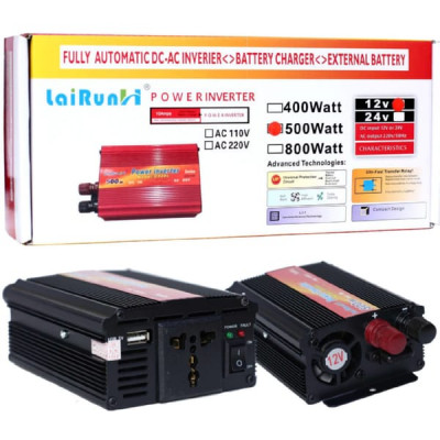 Автомобильный инвертор (адаптер) LaiRun D500C (12V220V  500W)