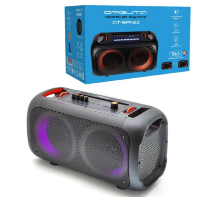 Активная напольная колонка Орбита OT-SPF23 TWS,Bluetooth,FM,USB,AUX,TF Дисплей,Встроенный аккумулятор: 3 А,Встроенный микрофон,Мощность (MAX): 30 Вт,Цвет: черный,Вес: 3800 г,Размер: 210250480 мм,Материал: пластик