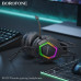 Гарнитура проводная полноразмерная Borofone BO105 Black (игровые проводные накладные наушники, всенаправленный микрофон, раздельные штекеры  3.5мм для наушников / 3.5мм для микрофона / USB штекер для LED подсветки, кабель 2м.)