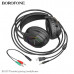 Гарнитура проводная полноразмерная Borofone BO105 Black (игровые проводные накладные наушники, всенаправленный микрофон, раздельные штекеры  3.5мм для наушников / 3.5мм для микрофона / USB штекер для LED подсветки, кабель 2м.)