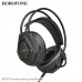 Гарнитура проводная полноразмерная Borofone BO105 Black (игровые проводные накладные наушники, всенаправленный микрофон, раздельные штекеры  3.5мм для наушников / 3.5мм для микрофона / USB штекер для LED подсветки, кабель 2м.)