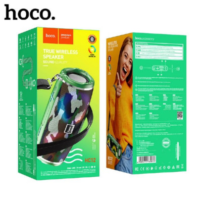 Портативная колонка Hoco HC12 Camouflage Green, беспроводной динамик, BT v5.0, аккумулятор 1200mAh, 2 часа работы, поддержка BT, FM, TF, USB, AUX режимов воспроизведения, цветная подсветка