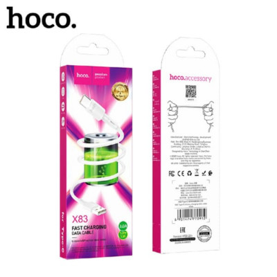 Кабель Type-C HOCO X83 1м, 3А, ПВХ, White