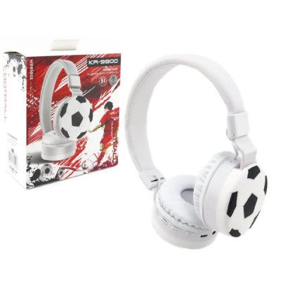 Гарнитура беспроводная полноразмерная Bluetooth KR-9900 Football (White) Bluetooth 5.0, Встроенное FM-радио, Встроенный микрофон, вход Micro USB для зарядки, слот для карт TF. Батарея 400mAh