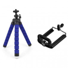Селфи штатив TRIPOD FLEX-01 синий. Держатель для телефона 9 см, гнущиеся ножки, есть возможность крепить на ветках, коробка.