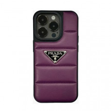 Чехол кожаный Prada iP 14 Pro, цвет Marsala