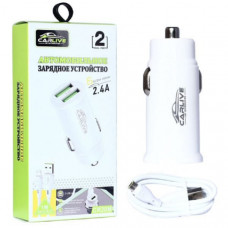 АЗУ-2USB Micro USB CARLIVE CR20M 5V 2.4A 1м, White
