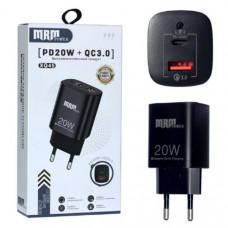 СЗУ-USB-USB-C MRM XQ45 PD20W + QC3.0 5V/3.1A, Black