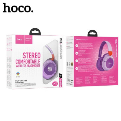Гарнитура беспроводная полноразмерная Bluetooth HOCO W43 Purple (BT V 5.2, чип JL AC7006F4, акб 250 мАч, работа до 2ч, ожидание до 120ч, TF, AUX)