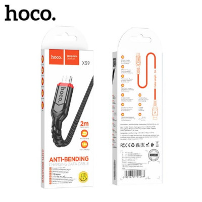 Кабель Micro USB HOCO X59 Victory 2м, 2.4A, шнуровая оплетка, Black
