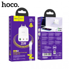 СЗУ-2USB-C-USB (Type-C)-Lightning HOCO N33 1м, PD35W, QC3.0, White. Выход: Type-C 1/2: 35 Вт; USB-A: 22,5 Вт.