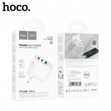 СЗУ-USB-2USB-C HOCO C115A PD65W+ QC3.0 18W, White