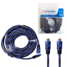 Кабель HDMI-HDMI 15м LIVE-POWER H214 (CCS) с фильтром, (в оплетке)