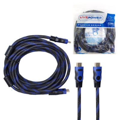 Кабель HDMI-HDMI 10м LIVE-POWER H213 (CCS) с фильтром, (в оплетке)