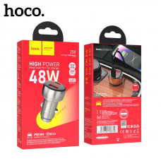 АЗУ-USB-USB-C HOCO Z50 48W+QC3.0, Metal Gray. Материал: алюминиевый сплав + ABS. Длина x диаметр: 61 x 33 мм, общий вес: 58 г.выход: Type-C: 30 Вт; USB-A: 18 Вт; Type-C+USB-A=30 Вт +18 Вт. Цифровой дисплей позволяет проверять напряжение автомобильного акк