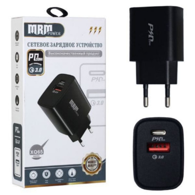 СЗУ-USB-USB-C MRM XQ65 PD + PD 20W QC3.0A, Black