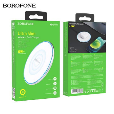 Беспроводное зарядное устройство BOROFONE BQ3 Pro SILVER 15W Вход Type-C: 5 В / 2 А, 9 В / 2 А, 12 В / 1,5 А. Беспроводной выход: 5 Вт / 7,5 Вт / 10 Вт / 15 Вт, Apple поддерживает 7,5 Вт. Необходимо оборудовать собственное зарядное устройство QC / PD. Мат