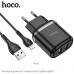 СЗУ-2USB Lightning HOCO N4 1м, 2.4A, Black