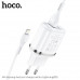 СЗУ-2USB Lightning HOCO N24 1м, 2.4А, White