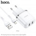 СЗУ-2USB Lightning HOCO N24 1м, 2.4А, White
