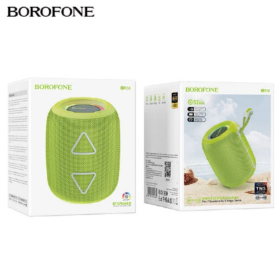 Портативная колонка Borofone BR36 Green Поддержка BT, FM, TF, USB, AUX, TWS режимов воспроизведения. Размеры (ШхВхД) 122,5х101х100мм. Вес 394г. Аккумулятор 1200 mAh. Время работы 2 ч. Версия Bluetooth 5.3 Чип JL AC6965A. Динамики 52 мм. Количество динамик