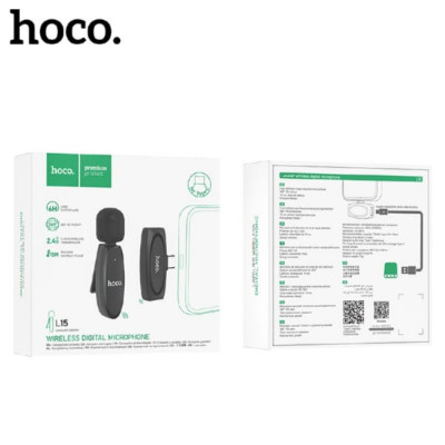 Микрофон беспроводной петличный HOCO L15 (клипса), разъем Type-C. Емкость батареи: 70 мАч (кнопочная батарея). Время работы: 6 часов. Универсальный: для вокала, для компьютера, для конференций, для смартфона/планшета, для стриминга.