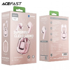 Гарнитура вакуумная Bluetooth ACEFAST T6 Pink Lotus. Снижение шума ENC. Светодиодный цифровой дисплей. Чип Бестехник BES2300IU. СБК/ААК. BT 5.0V. Зарядный кейс 500мАч. Около 4 часов музыки или 3 часа разговоров. IPX4 водонепроницаемый.