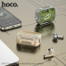Гарнитура вкладыши Bluetooth Hoco EW55 Gold.  Ёмкость аккумулятора: кейс 300mAh, гарнитура 30mAh. Время зарядки: 1.5 часа для зарядного чехла, 1 час для гарнитуры. Время работы режиме звонков/музыки: 4 часа, в режиме ожидания: 150 часов. Размер: 59х59х26м