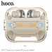 Гарнитура вкладыши Bluetooth Hoco EW55 Gold.  Ёмкость аккумулятора: кейс 300mAh, гарнитура 30mAh. Время зарядки: 1.5 часа для зарядного чехла, 1 час для гарнитуры. Время работы режиме звонков/музыки: 4 часа, в режиме ожидания: 150 часов. Размер: 59х59х26м