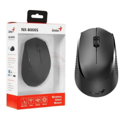 Мышь беспроводная Genius NX-8000S. Бесшумная, 3 кн., для правой/левой руки. Сенсор Blue Eye. 2.4 GHz. Черный (1/40)