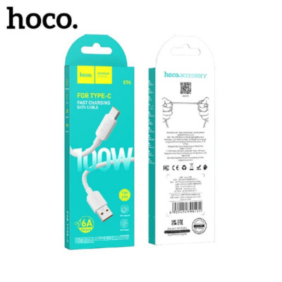 Кабель Type-C HOCO X96 1м, 6A, White, TPE