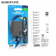 СЗУ-USB Micro BOROFONE BAS12A QC3.0A, длина кабеля 1 метр, Black