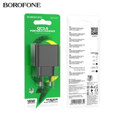 СЗУ-USB BOROFONE BAS12A 3A QC3.0, Black