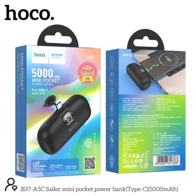 Внешний аккумулятор 5000 mAh HOCO A5C Mini-pocket Black
Вход: USB-C: 5V/2A. Выход: USB-C plug: 5V/2A. Материалы: ABS + PC; Размер: 81,2х28,5х49,8мм, Вес:95,5г. Время зарядки: 2,5 часа.