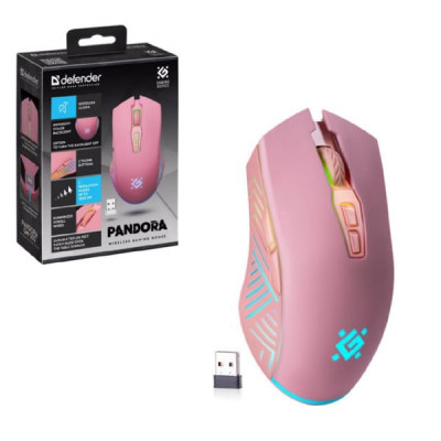 Мышь беспроводная игровая Defender Pandora GM-502 7кнопок,3200dpi,500мАч, красный