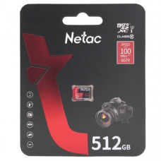 Карта памяти MicroSDXC 512GB Netac P500 Extreme Pro Class 10 UHS-I A1 V30 (100 Mb/s) без адаптера